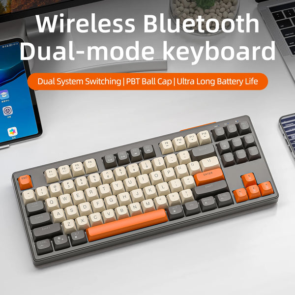 Wireless Keyboard, 87keys Dual Mode